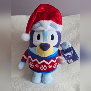 New 2025 BLUEY in Sweater & Hat Holiday Greeter Plush Dog Christmas Decor 20"